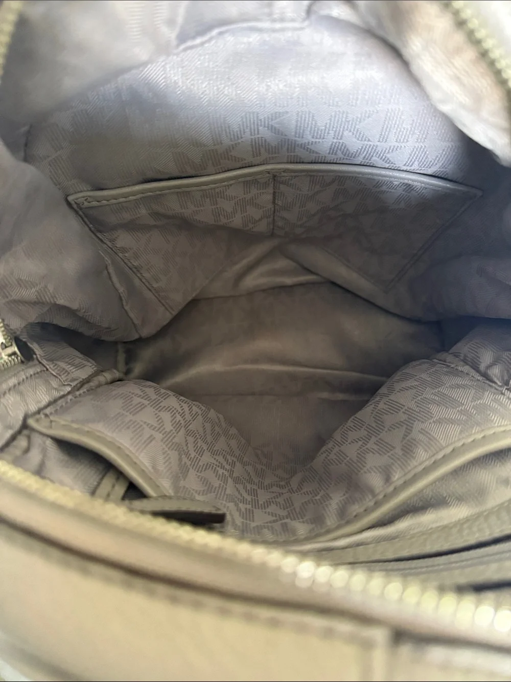Michael Kors Grey Pebbled Leather Backpack with Stud Trim